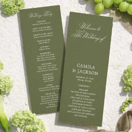 Convites Programa de Cunhas de Casamento Verde Oliva Simple