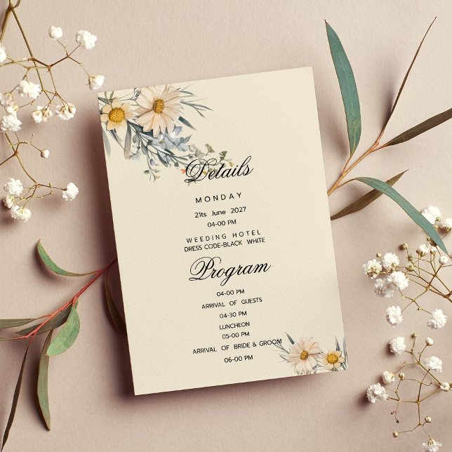 Convites Programa de Detalhes da Flora do Jardim das Flores (Botanical wildflowers garden flora Details Program )