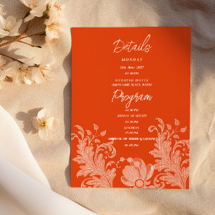 Convites Programa de detalhes de renda floral laranja canel