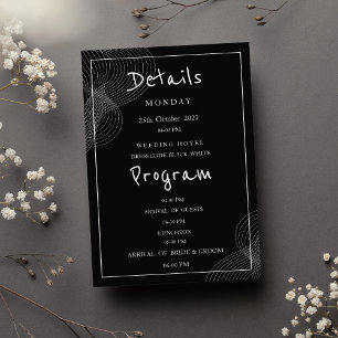Convites Programa de detalhes geométricos preto e branco mi