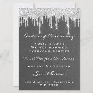 Convites Programa de Evento de Casamento Cinza com Gotejame