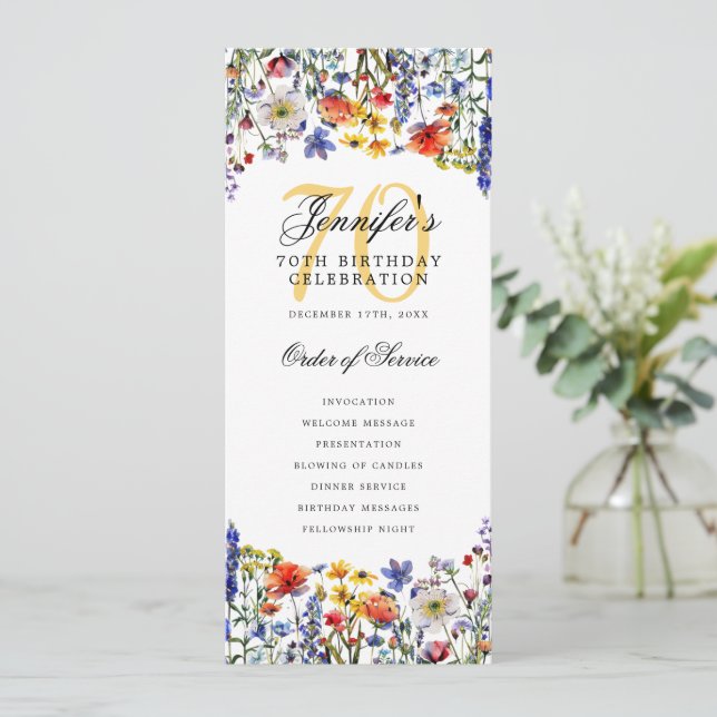 Convites Programa de Festa de aniversário Floral Elegante (Em pé/Frente)