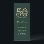 Convites Programa de Festa de aniversário Verde Dourado 50<br><div class="desc">Design de "Programa de Festa de aniversário" elegante com uma tipografia de script sofisticada com texto personalizado.</div>