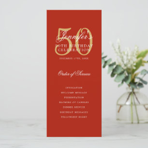Convites Programa de Festa de aniversário Vermelho Dourado 