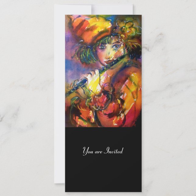 Convites PROGRAMA DE Festa de Mascarada RETRATO DE FLAUTIST (Frente)