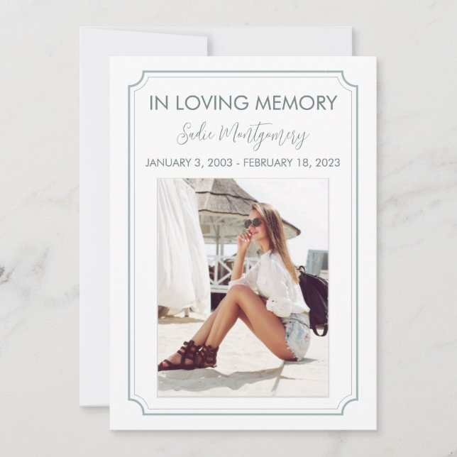 Convites Programa de funeral Classic Sage Border (Frente)