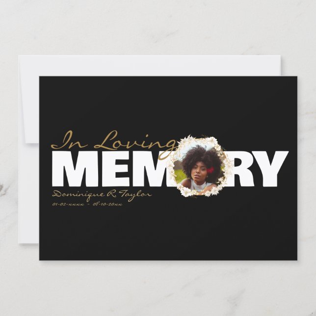 Convites Programa de Funeral com Foto em Memória Carinhosa (Frente)
