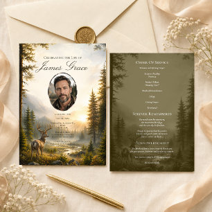 Convites Programa de Funeral de Veado para Homem Ordem de S