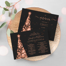 Programa de Menu Casamento Dourado da Árvore do Xm