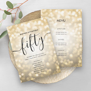 Convites Programa de menu de aniversário das luzes brilhant