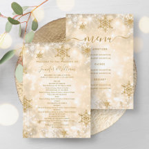 Programa de menu de Casamento no inverno Dourado F