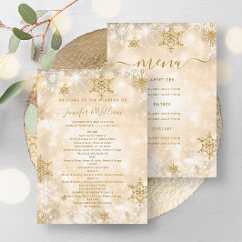 Convites Programa de menu de Casamento no inverno Dourado F