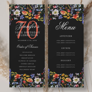 Convites Programa de Menu de Festa de Aniversário de 70 ano