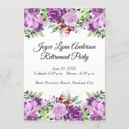 Convites Programa de Mesa de aposentadoria Purple Floral