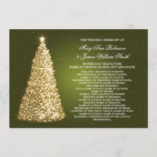 Convites Programa de Natal Elegante para Casamento Dourado 