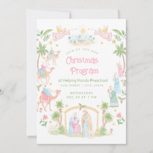 Convites Programa de Natal Pastel da Natividade Pré-escol