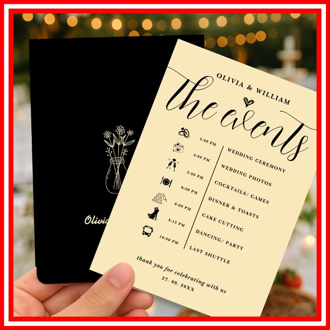 Convites Programa de Ordem de Eventos de Casamento Amarelo  (Criador carregado)