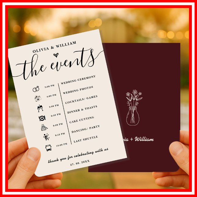 Convites Programa de Ordem de Eventos de Casamento em Borgo (Criador carregado)