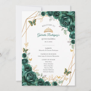Convites Programa de Ordem de Eventos de Quinze Anos Floral