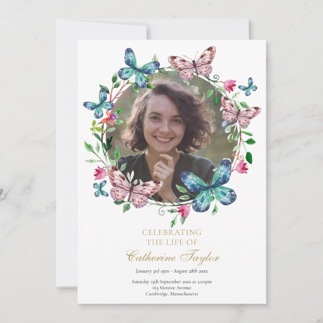 Convites Programa de Ordem de Serviço de Funeral com Foto d (Frente)