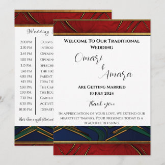 Convites Programa de Recepção de Casamento Afrocentrado Det