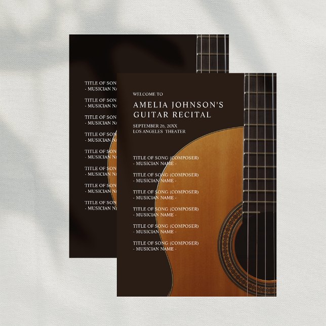 Convites Programa de Recital de Música Clássica de Guitarra (Guitar Classical Music Concert Recital Program)