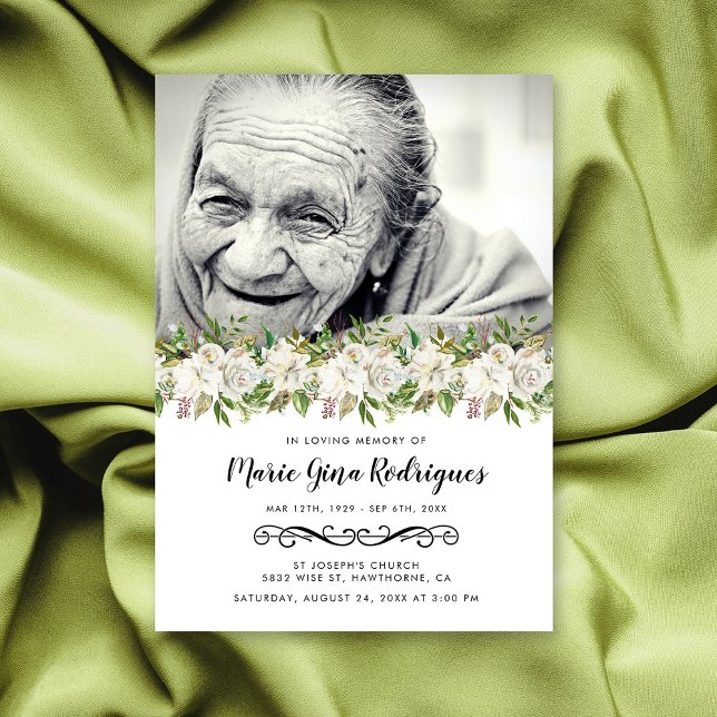 Convites Programa de Serviço Floral Foto Funeral (Criador carregado)