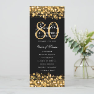 Convites Programa Elegante de 80º Aniversário Dourado c/ Ag
