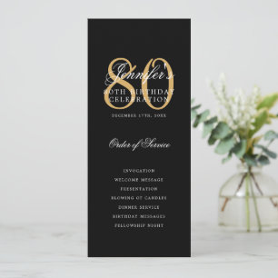 Convites Programa Elegante de 80º Aniversário Obrigado Dour