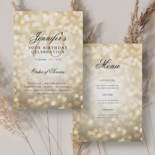 Convites Programa Elegante de Aniversário do 70 com Dourado