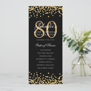 Convites Programa Elegante de Aniversário do 80 Dourado Con