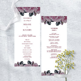 Convites Programa Elegante de Casamento Floral Romântico Ro