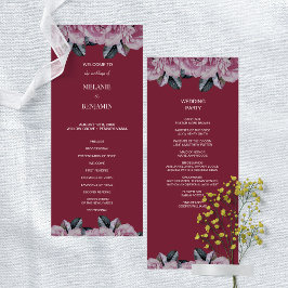 Convites Programa Elegante de Casamento Romântico-Rosa-Rosa