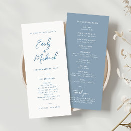 Convites Programa Elegante Dusty Blue Calliografia