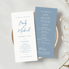 Convites Programa Elegante Dusty Blue Calliografia