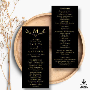 Convites Programa Elegante Monograma Wreath Wedding