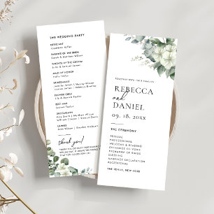 Convites Programa Elegante Simples Eucalyptus & White Weddi