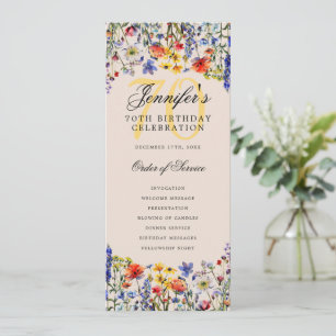 Convites Programa Floral 70 Birthday - Obrigado Champagne