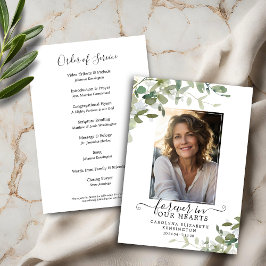 Convites Programa Funeral Memorial Eucalyptus Greenery