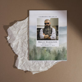 Convites Programa Funeral Misture Nature Watercolor