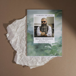 Convites Programa Funeral Watercolor Misty Mountain