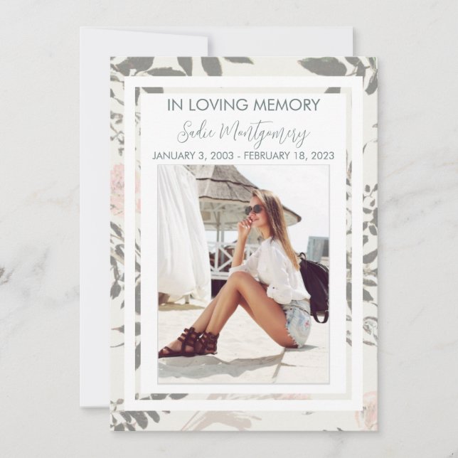 Convites Programa funerário cor-de-suave e rosa (Frente)