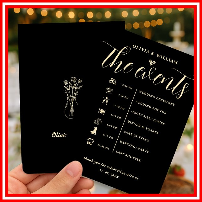 Convites Programa Manteiga Yellow Wedding Order of Events (Criador carregado)