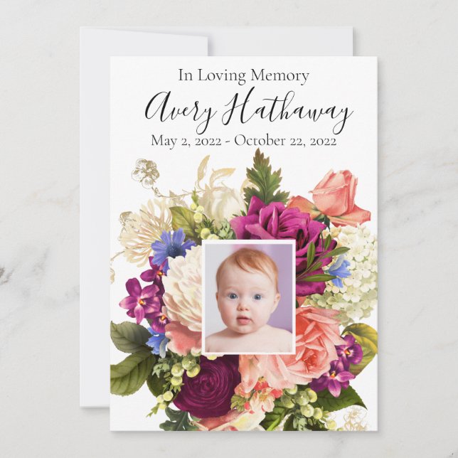 Convites Programa Memorial Funeral Orquídea Rosa Rosa Rosa  (Frente)