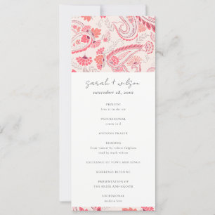 Convites Programa Modern Blush Paisley de Casamento de Tipo