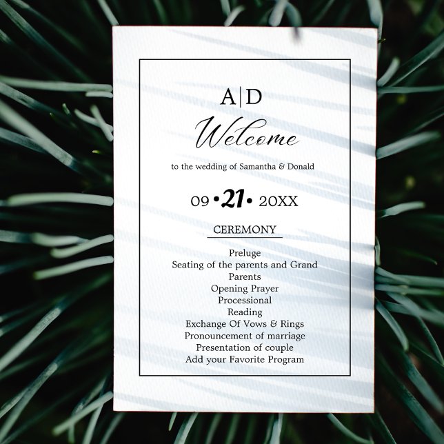 Convites Programa Moderno de Cerimônia de Casamento de Scri (Criador carregado)