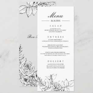 Convites Programa Moderno de Menu de Casamento Romântico d