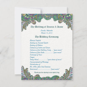 Convites Programa Paisley Peacock Colors Wedding