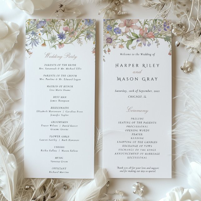 Convites Programa Romântico de Casamento de Flores Selvagen (Criador carregado)