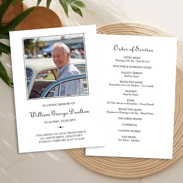 Convites Programa Simples de Encomenda Funeral de Foto (Funeral Order of Service Program with photo by Darling & May)